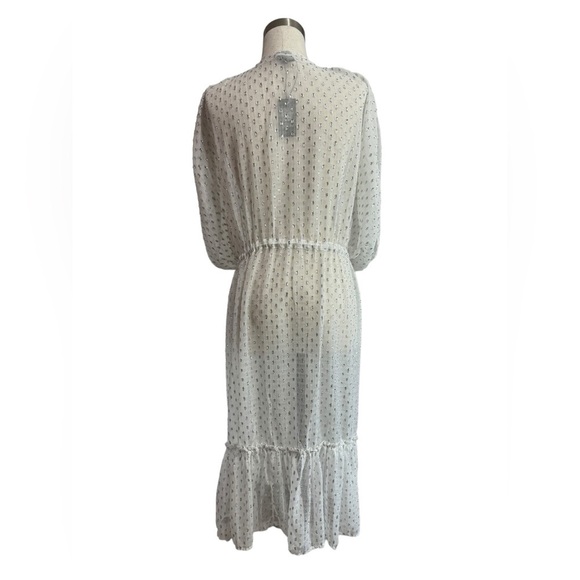 Vince Camuto White Sheer Metallic Cover Up NWT One Size - Picture 3 of 6